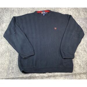 Vintage Ralph Lauren Chaps Pullover Sweater Mens XL Blue Hand Framed Herringbone